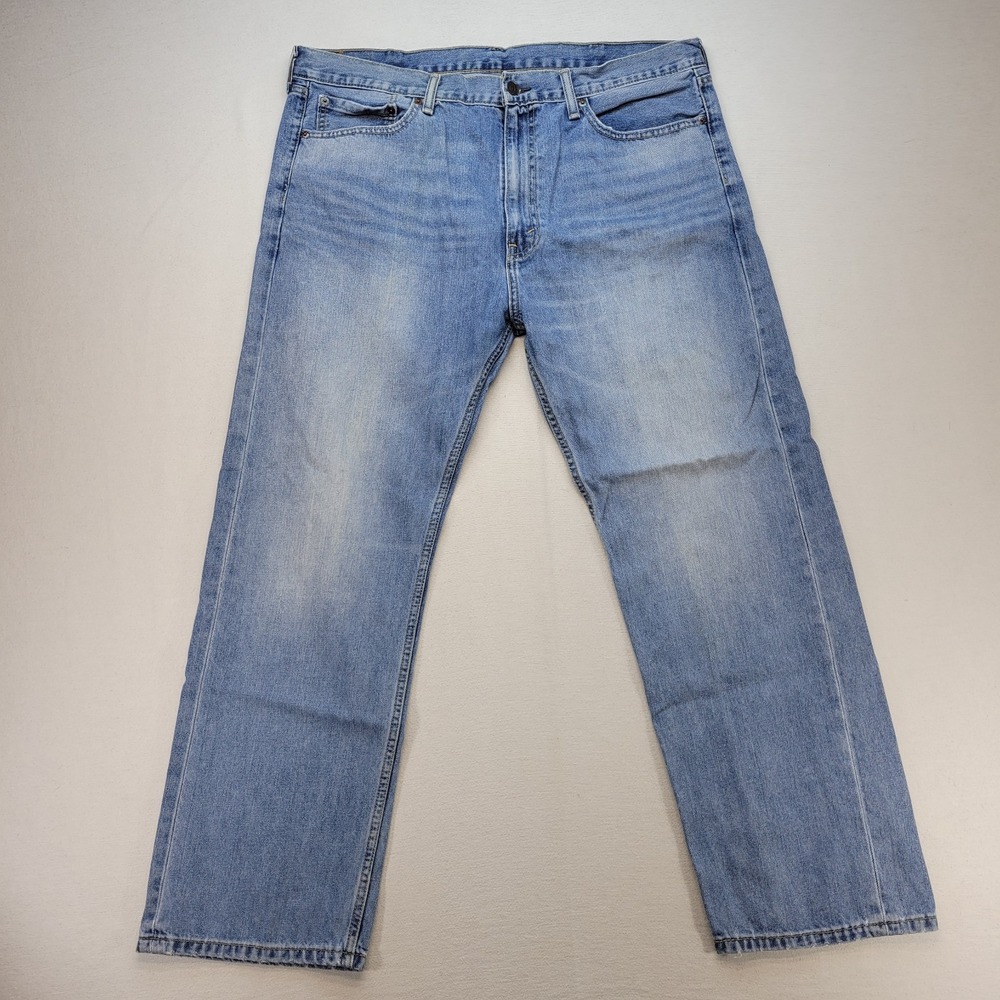 Levis 505 Jeans Mens 40x30 Blue Regular Straight Light Wash Mid Rise Denim